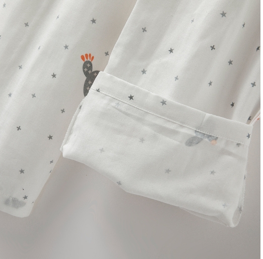 Cotton double-layer gauze cactus women's long sleeved pants pajamas