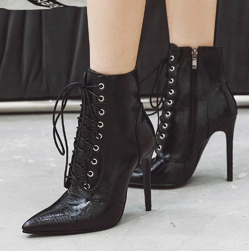 Women's boots with pointed toes, thin heels, high heels, fashionable women's shoes