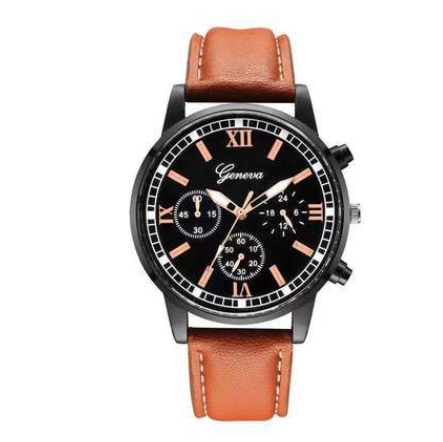 Black shell three eyelid watch with men's casual quartz watch