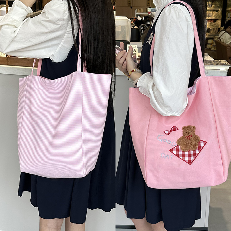 Shoulder bag with large capacity 2025 trendy canvas bag, fashionable tote bag, casual versatile women's bag