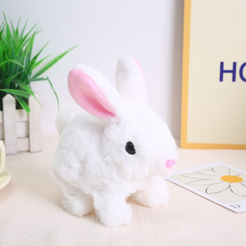Electric plush toy little white rabbit simulation pet ears bunny baby toy