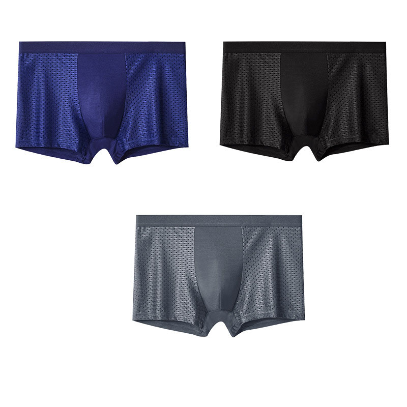 Men's ice sensitive ice silk underwear, men's seamless mesh square corner pants