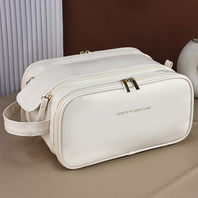 Double zipper portable cosmetic bag for high-end cosmetics