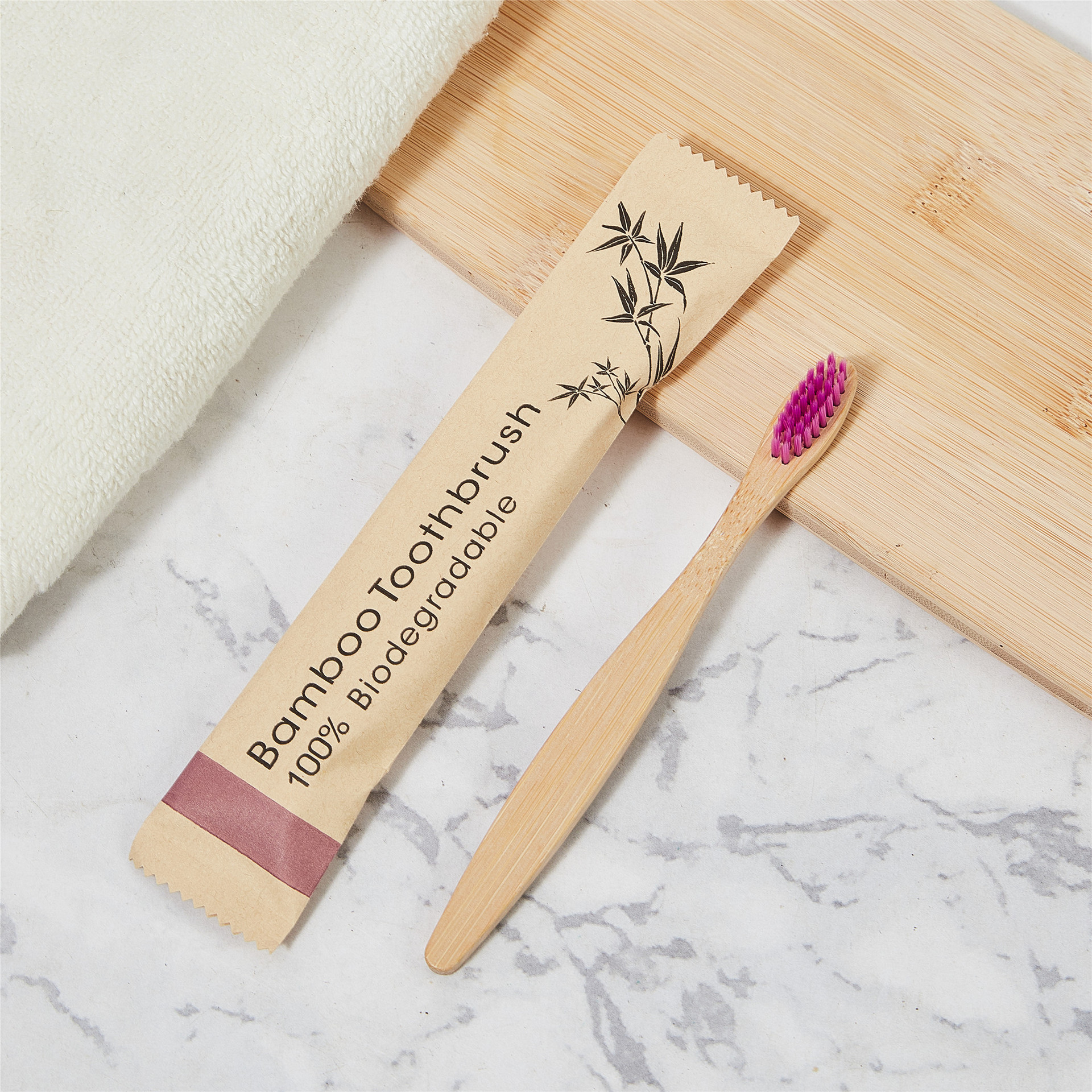 Bamboo toothbrush with bamboo handle and bamboo charcoal bristles