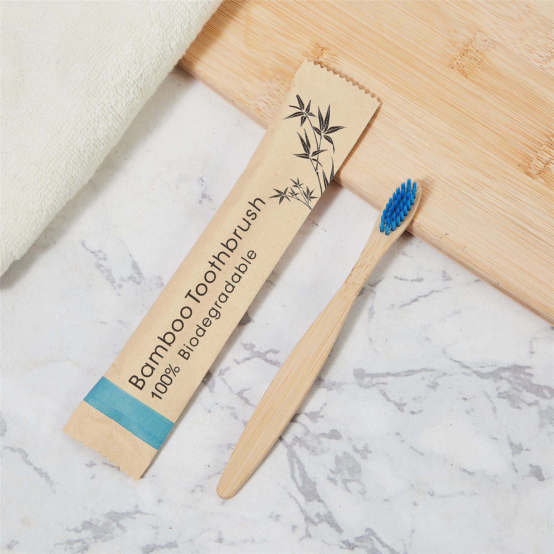 Bamboo toothbrush with bamboo handle and bamboo charcoal bristles
