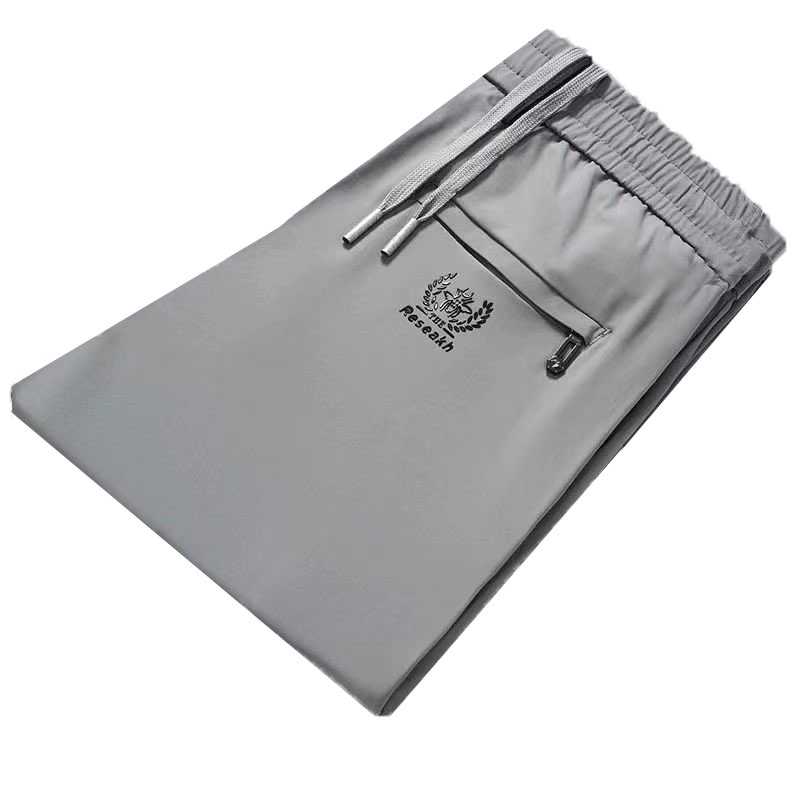 Loose oversized straight leg mature ice silk elastic quick drying long pants