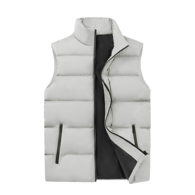 Winter stand up collar trendy vest, solid color men's thick coat with shoulder
