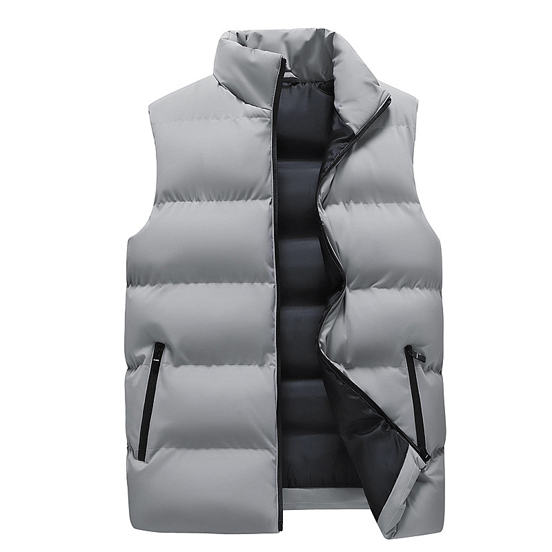 Winter stand up collar trendy vest, solid color men's thick coat with shoulder