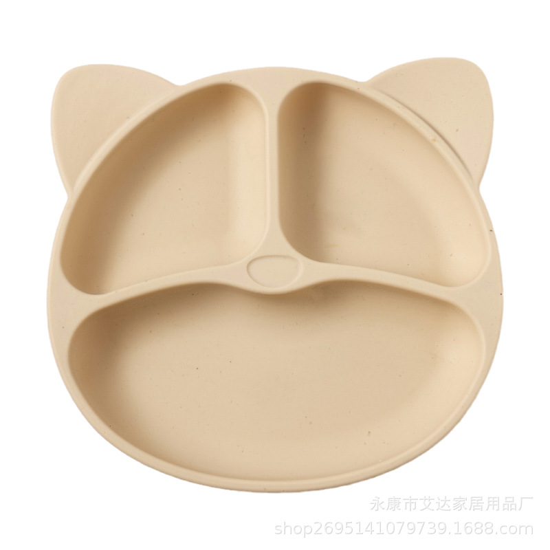 Silicone dining plate cartoon baby children's tableware suction cup integrated grid plate