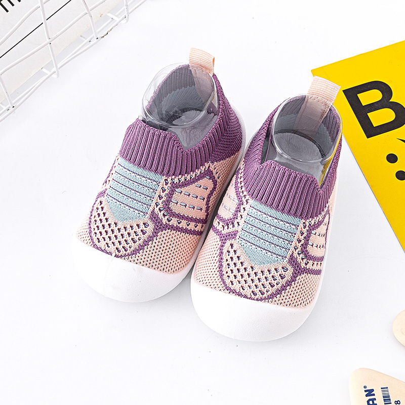 Soft soled baby walking shoes, anti slip breathable mesh socks, one foot kick