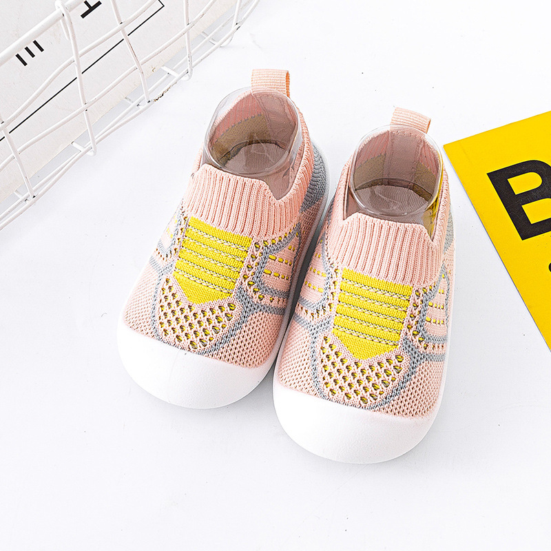 Soft soled baby walking shoes, anti slip breathable mesh socks, one foot kick