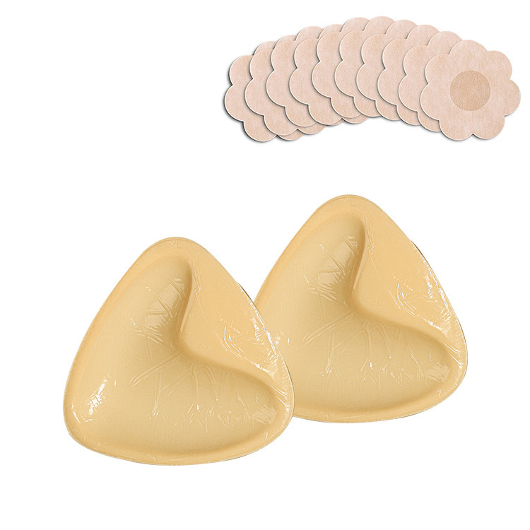 Triangular silicone breast patch, non adhesive self-adhesive solid breast patch