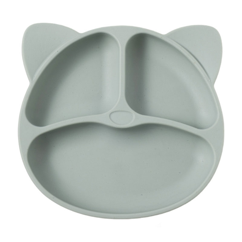 Silicone dining plate cartoon baby children's tableware suction cup integrated grid plate