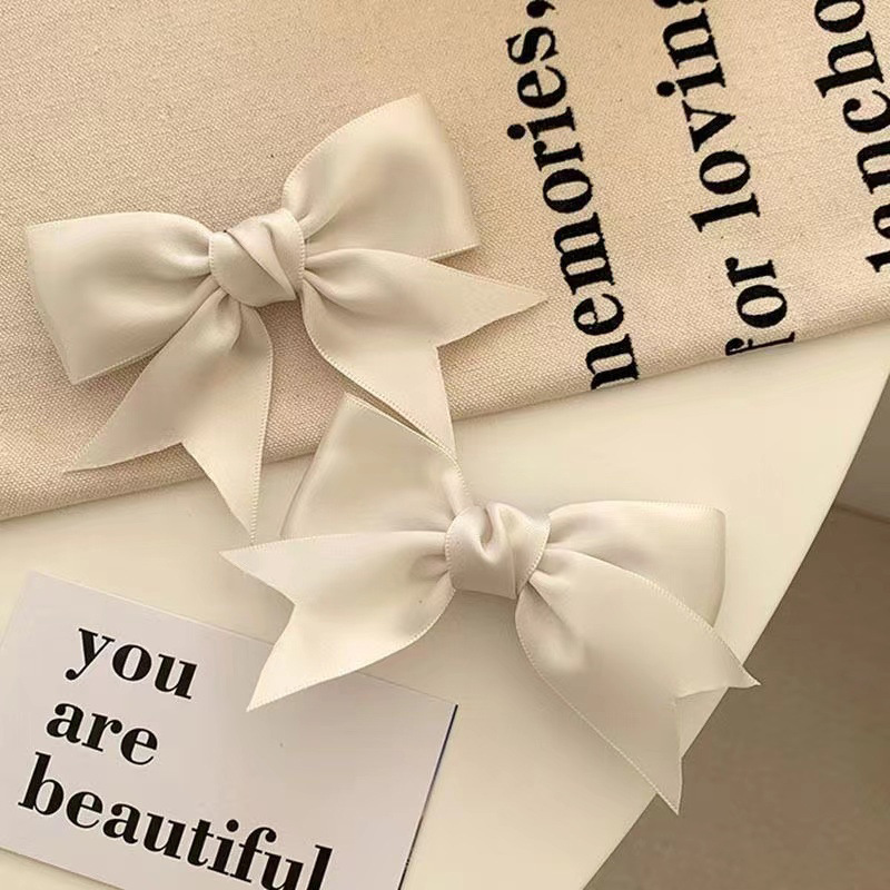 Satin ribbon bow hair clip, new internet famous broken hair clip, bangs side clip braided hair accessory