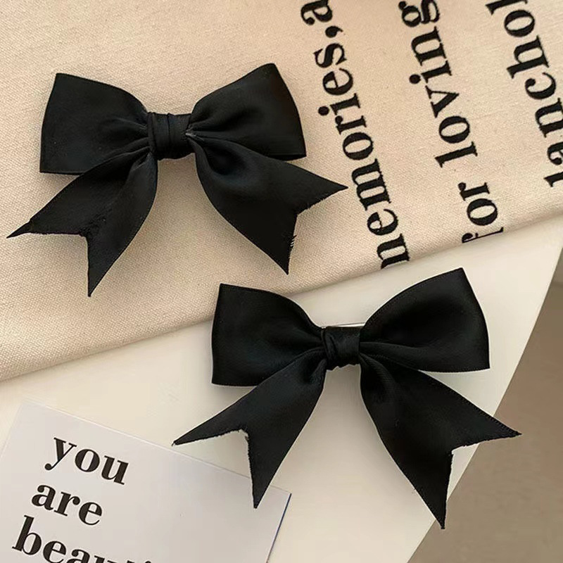 Satin ribbon bow hair clip, new internet famous broken hair clip, bangs side clip braided hair accessory
