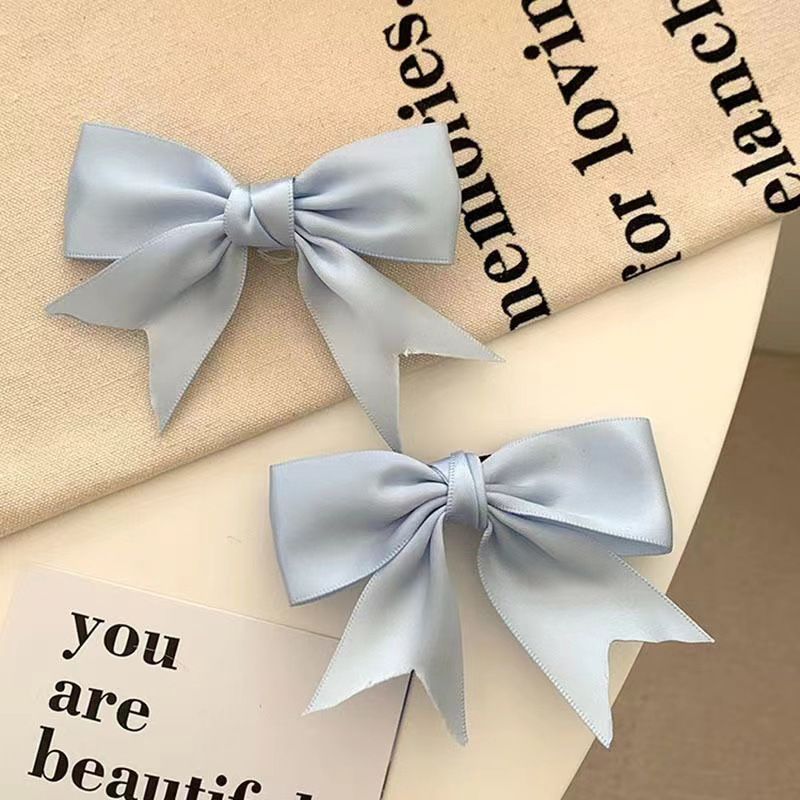Satin ribbon bow hair clip, new internet famous broken hair clip, bangs side clip braided hair accessory