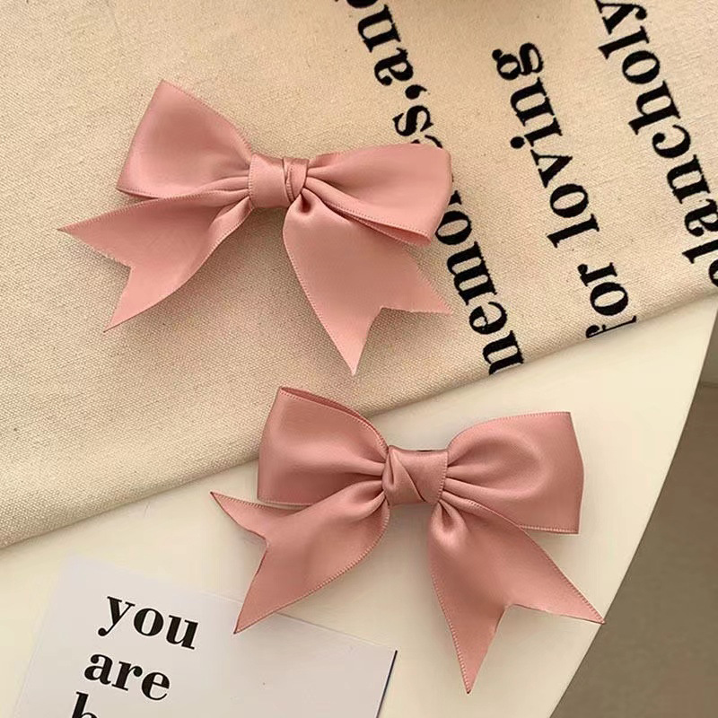 Satin ribbon bow hair clip, new internet famous broken hair clip, bangs side clip braided hair accessory