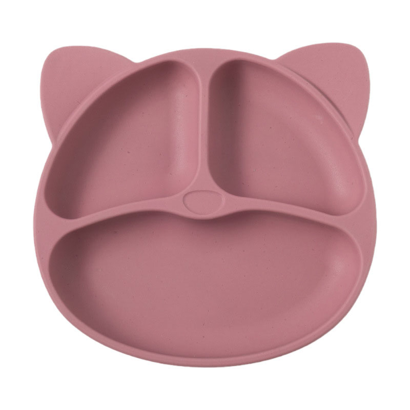 Silicone dining plate cartoon baby children's tableware suction cup integrated grid plate