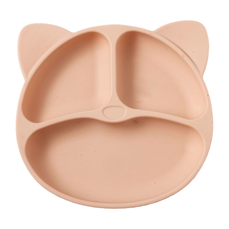 Silicone dining plate cartoon baby children's tableware suction cup integrated grid plate