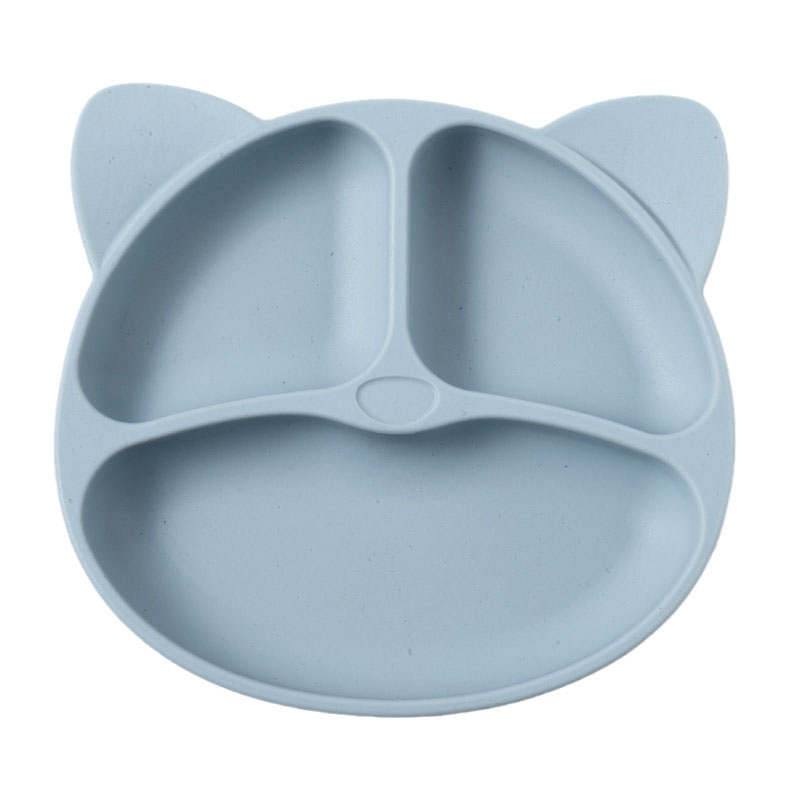 Silicone dining plate cartoon baby children's tableware suction cup integrated grid plate