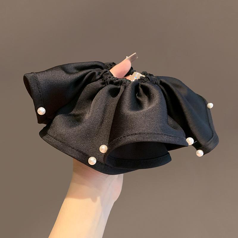 Large hair band, artistic temperament, versatile satin pleated lace, large intestine ring hair accessories