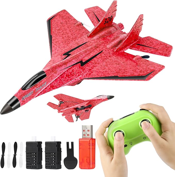 Remote Control Wireless Airplane Toy - 2 CH RC Airplane 2.4GHZ RC Glider with Lights
