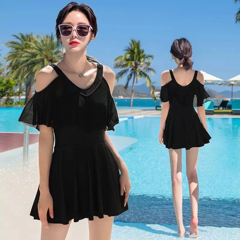 High end dress style conservative cover belly slimming hot spring swimming suit plus size