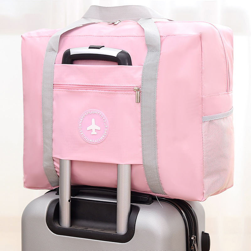 Round label airplane bag with inner fabric double-layer travel bag folding storage bag portable clothing storage