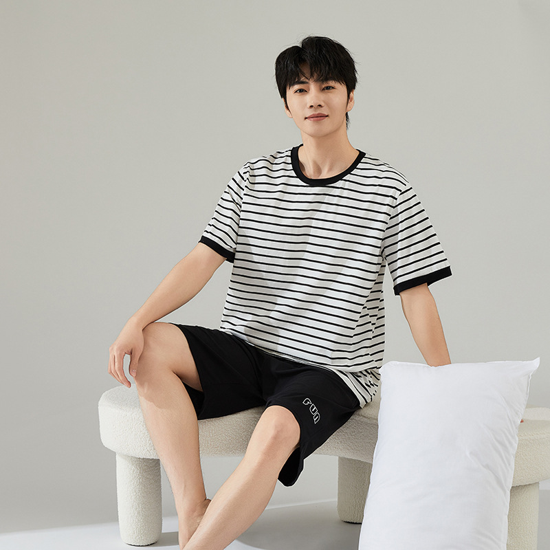 Cotton short sleeved shorts two-piece set for casual men's home wear that can be worn outside