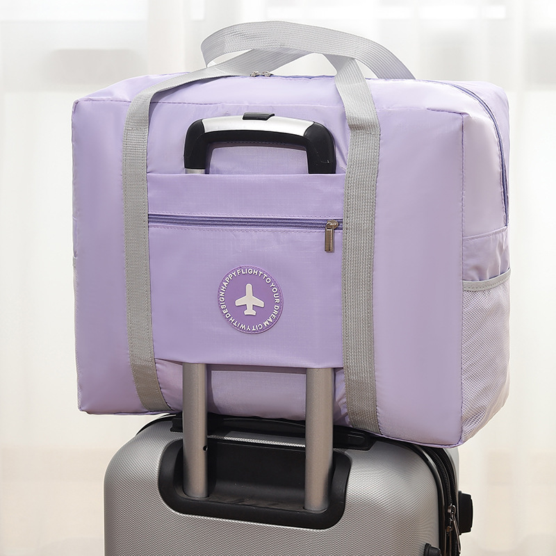 Round label airplane bag with inner fabric double-layer travel bag folding storage bag portable clothing storage