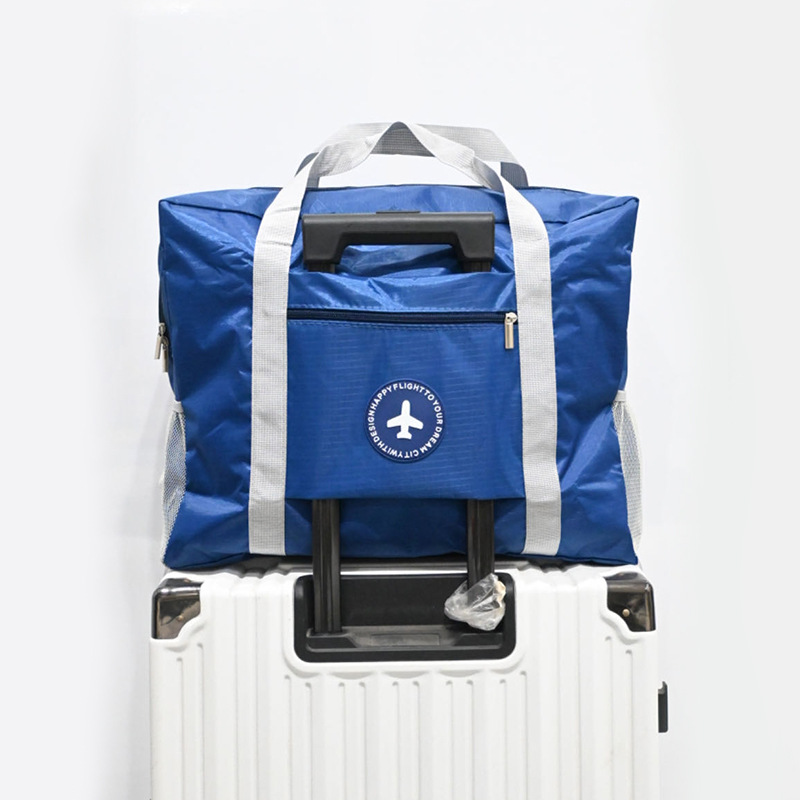 Round label airplane bag with inner fabric double-layer travel bag folding storage bag portable clothing storage