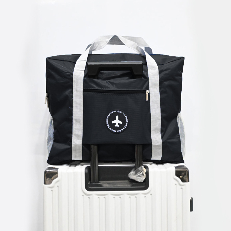 Round label airplane bag with inner fabric double-layer travel bag folding storage bag portable clothing storage