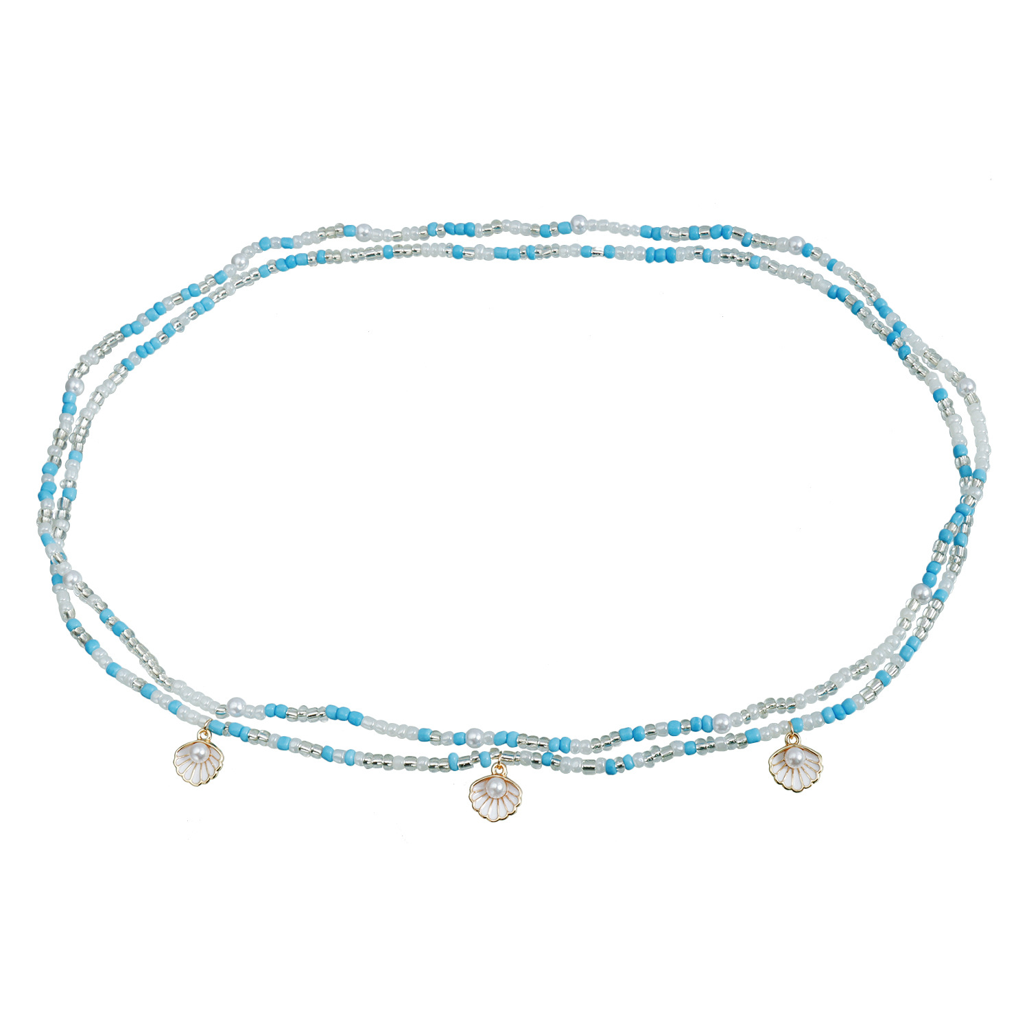 Summer beach double-layer bright pearl shell waist chain for women