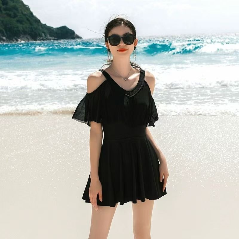 High end dress style conservative cover belly slimming hot spring swimming suit plus size