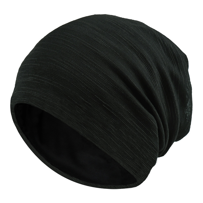 Men's and women's striped pullover hat, spring and autumn thin style headscarf hat, Korean version, solid color pile hat