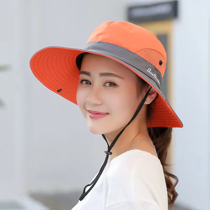 Outdoor large edge sunshade couple fisherman hat foldable sun hat