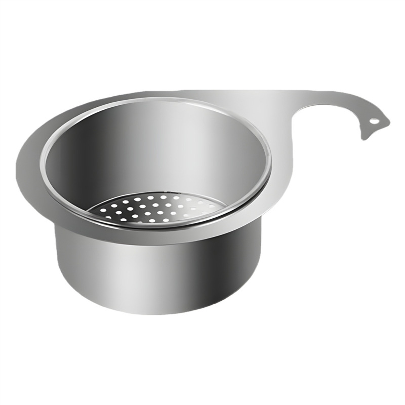Stainless steel sink drain basket, kitchen supplies storage basket, hanging drain rack