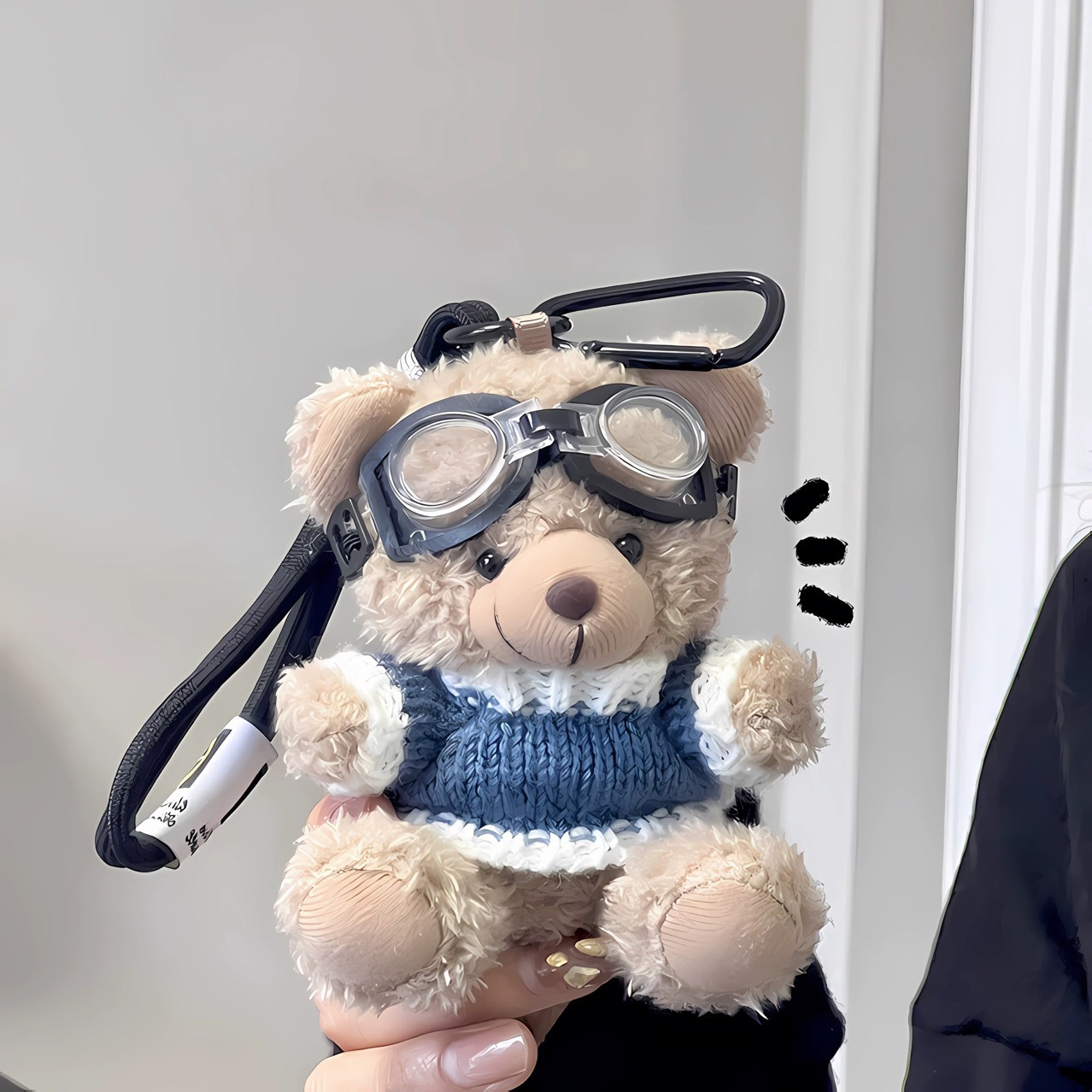 Curly Bear Pilot Plush Pendant Creative Doll Cute Bear Doll Keychain
