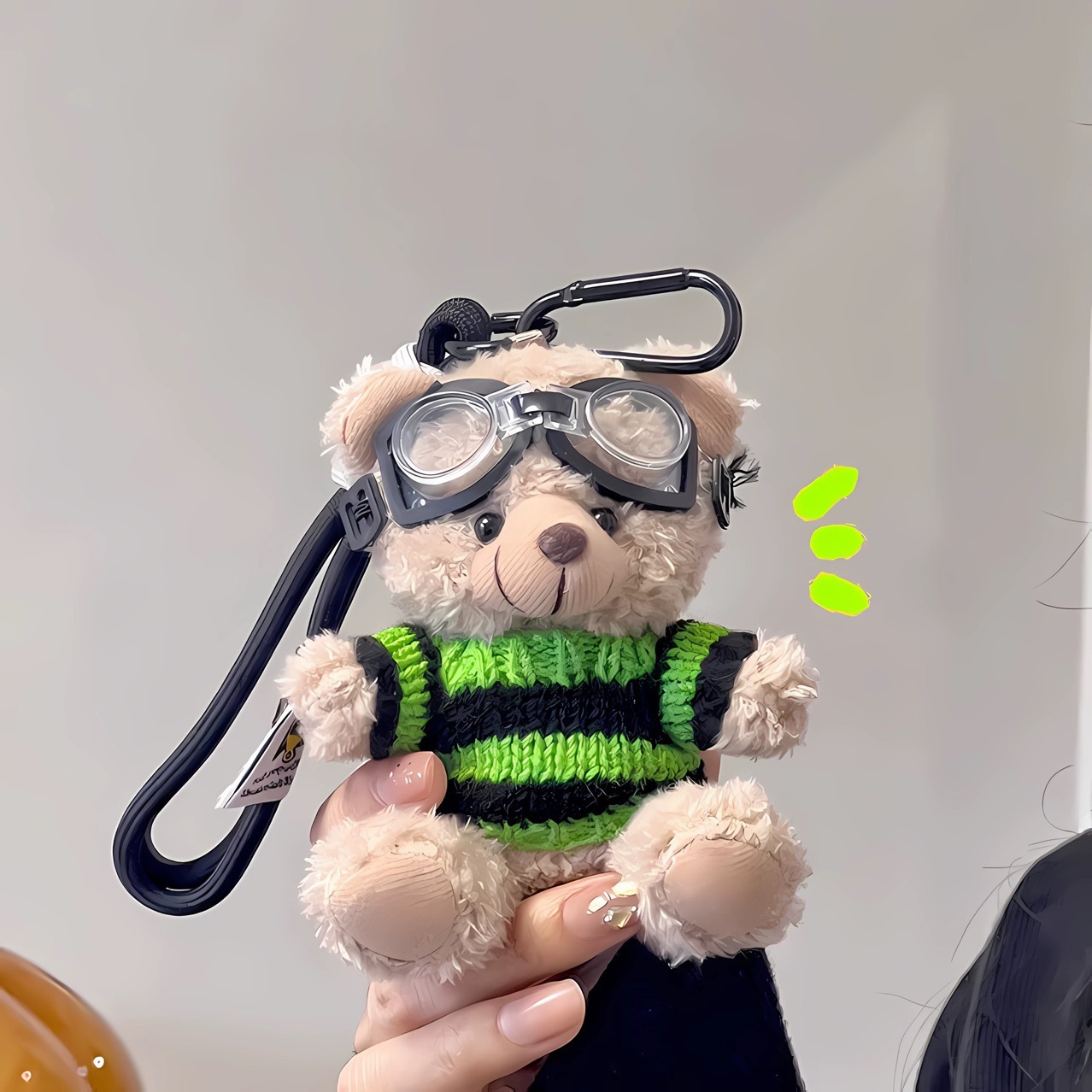 Curly Bear Pilot Plush Pendant Creative Doll Cute Bear Doll Keychain
