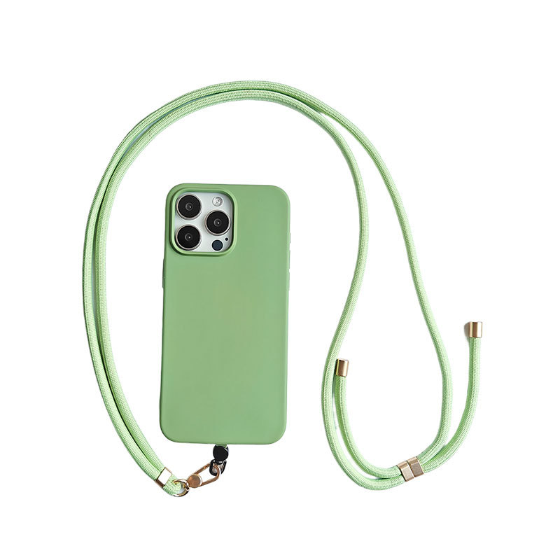 Suitable for iPhone 15 Pro lanyard phone case solid color 14 Apple 16 imitation liquid silicone phone case