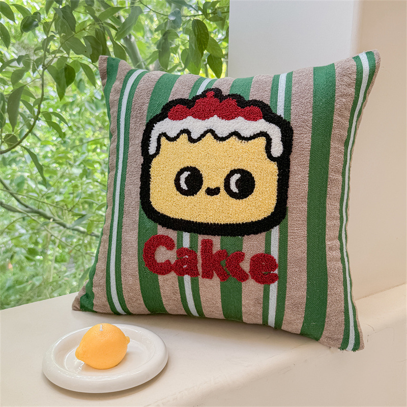Dopamine cartoon striped apple dog, living room, light luxury, high-end feeling, bed backrest