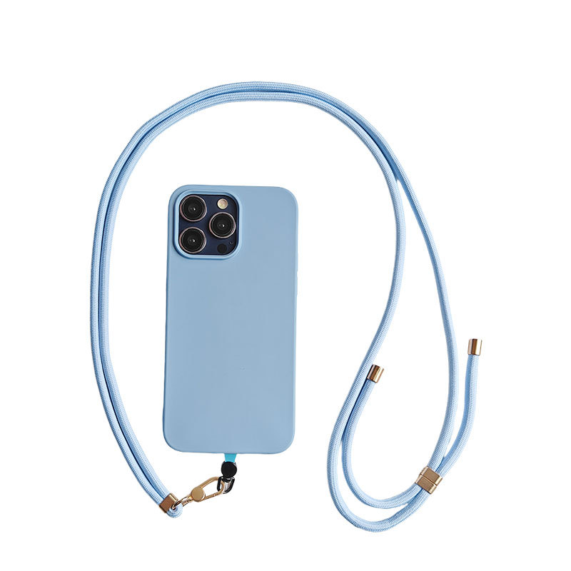 Suitable for iPhone 15 Pro lanyard phone case solid color 14 Apple 16 imitation liquid silicone phone case