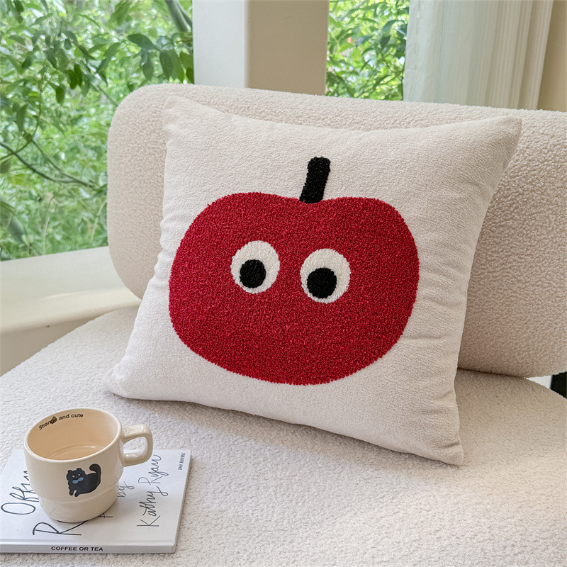 Dopamine cartoon striped apple dog, living room, light luxury, high-end feeling, bed backrest
