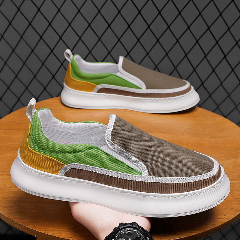 2025 New Canvas Shoes for Men, Versatile Thick soled Board Shoes, One Step Casual Trendy Shoes, Flat Bottom