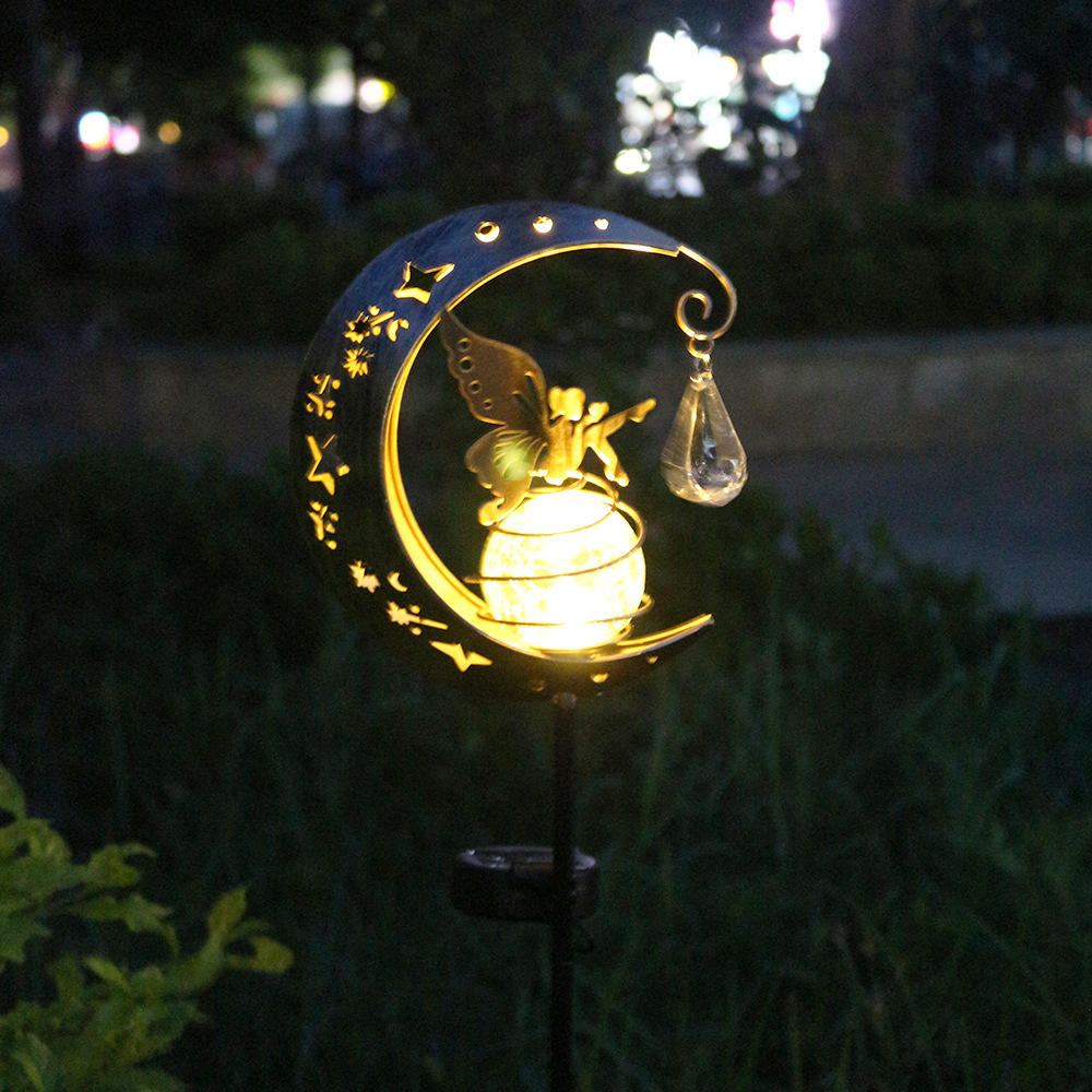 Solar Fairy Moon Lamp Cracked Glass Ball Ground Lamp Courtyard Lawn Lamp Outdoor Decorative Lamp