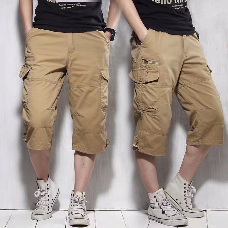 Summer Thin Camouflage Workwear Capri Pants Men's Multi-Pocket Loose plus size Pants Outdoor Wear Sports Casual Shorts