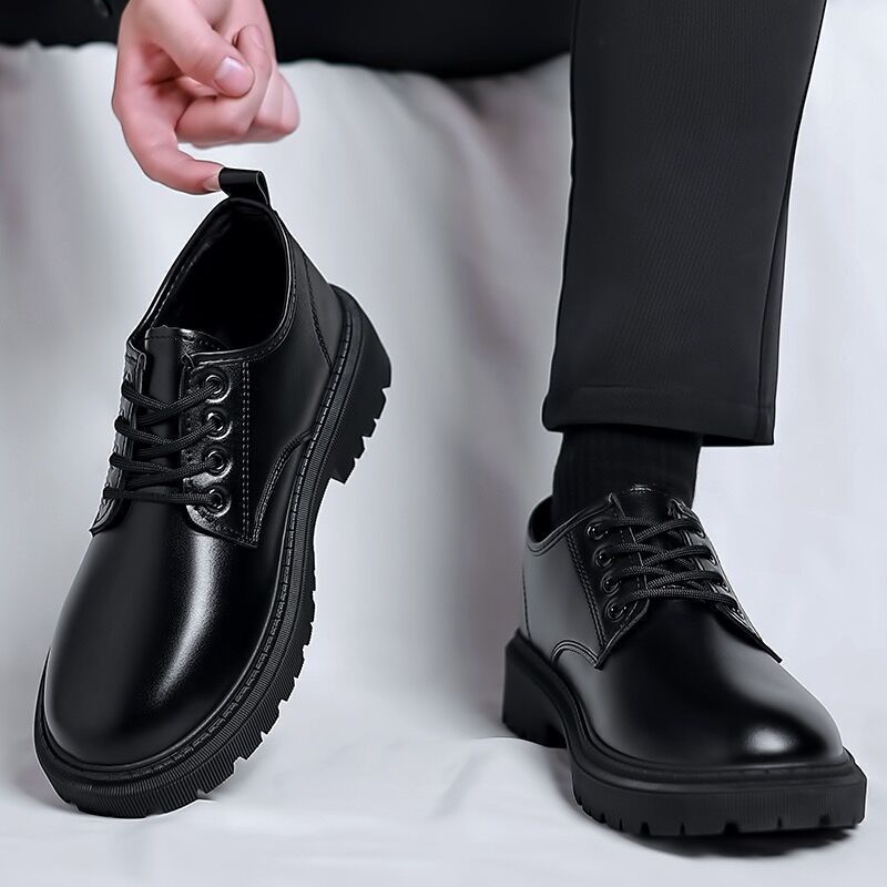 Spring Men's shoes work shoes new business waterproof black leather shoes chef shoes men's Korean-style versatile thick board shoes
