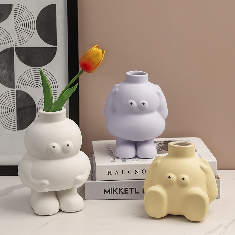 Cute big feet Nordic vase, Instagram-style popular art living room flower arrangement, table top decoration small ornaments