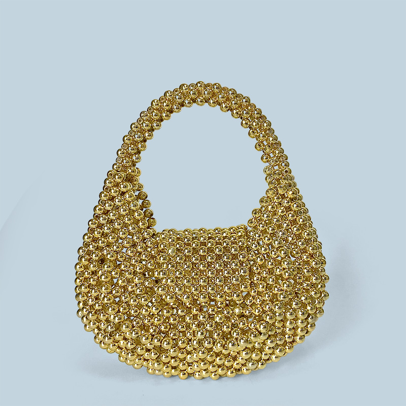 High quality handmade bead mini bead bag with shiny and sparkling hand held banquet bag