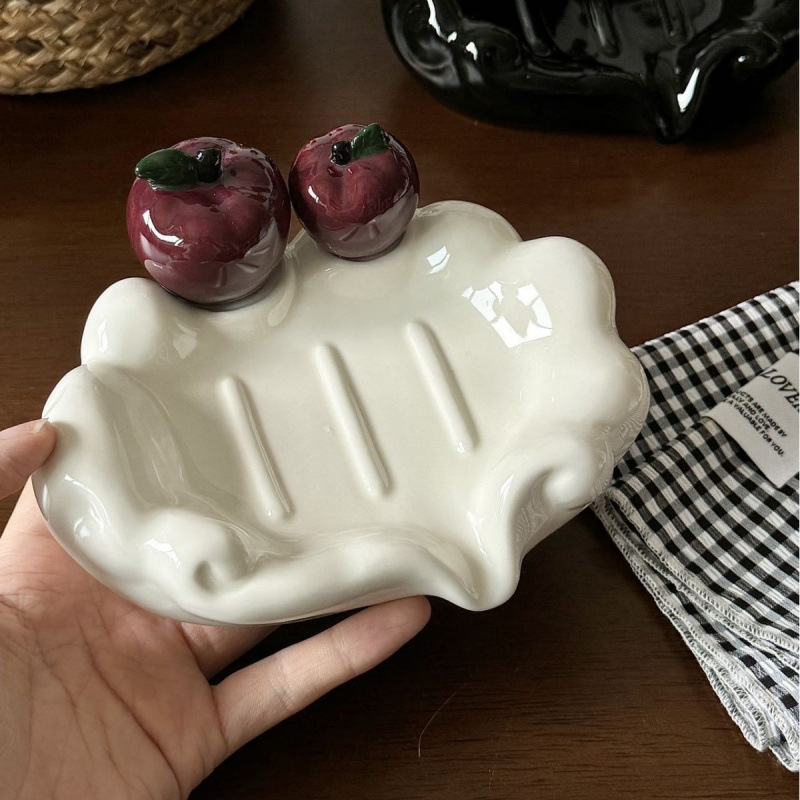 Fruit light luxury ceramic soap box, draining soap dish, draining sink, storage rack